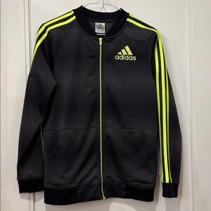 Adidas Black Track Jacket with Bright Yellow Accents